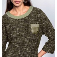 Sweter z kontrastowym wykończeniem, w kolorze khaki