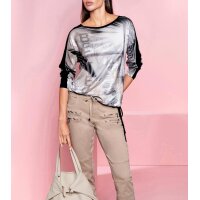 Shirt with shiny effect, sand-ecru