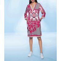 Druckkleid mit 3/4-langen Ärmeln, ecru-rosé