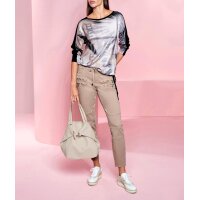 Stretchhose m. Bindeband und Zipper-Details, sesam