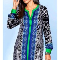 Print dress, blue/ green - ecru