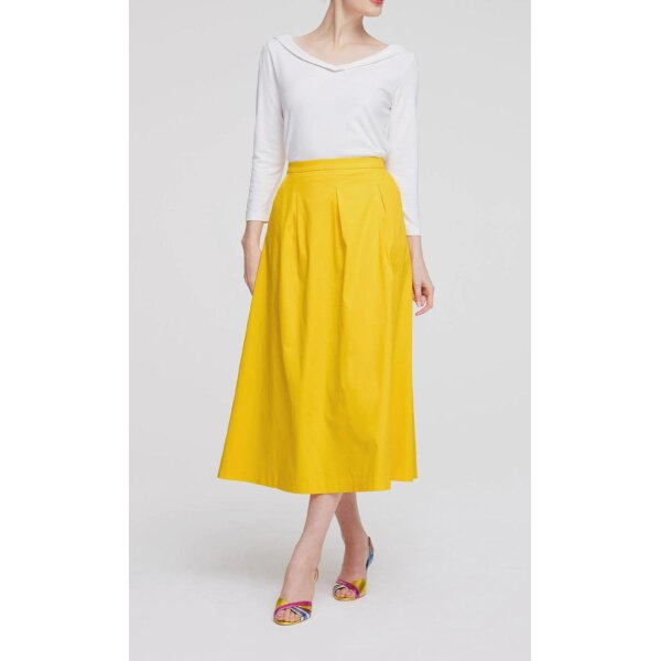 Box pleat stretch skirt,  yellow