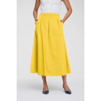 Box pleat stretch skirt,  yellow