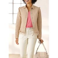 Designer-Jeansjacke m.Spitze, beige