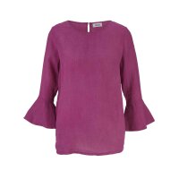 Linen blouse with flounces, cyclam
