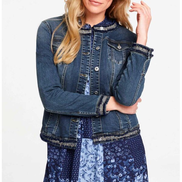 Denim jacket with effect yarn, blue denim