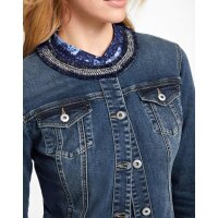 Denim jacket with effect yarn, blue denim