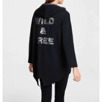 Hooded shirt jacket with sequins, black