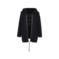 Hooded shirt jacket with sequins, black