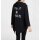 Hooded shirt jacket with sequins, black