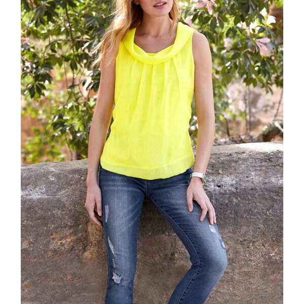 Chiffon blouse top, neon yellow