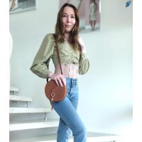 Blouse with ruchings, olive green