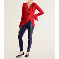 Wrap shirt with flounces, red