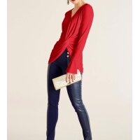 Wrap shirt with flounces, red