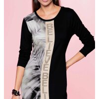 Jerseykleid m. Schriftzug, schwarz-ecru