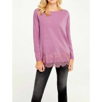 Fine knit sweater with lace, orchid