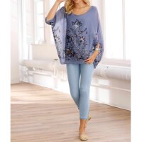 Designer-Drucktunika, rauchblau-bedruckt