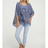 Designer-Drucktunika, rauchblau-bedruckt