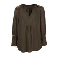 Bluse mit Stickerei, oliv