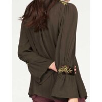 Bluse mit Stickerei, oliv