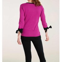 Feinstrickpullover, pink-schwarz