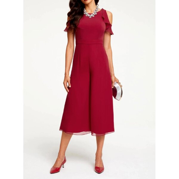 Designer-Overall m. Volants, rot