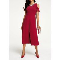 Designer-Overall m. Volants, rot