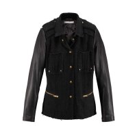 Marken-Bouclé-Lammnappaleder-Jacke, schwarz