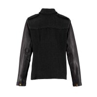 Marken-Bouclé-Lammnappaleder-Jacke, schwarz