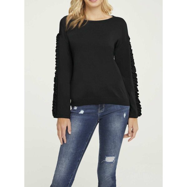 Sweter z falbankami, czarny