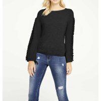 Sweter z falbankami, czarny