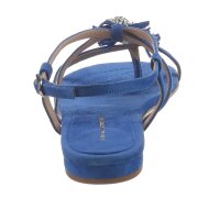 Velour leather sandal with strass, blue