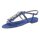 Velour leather sandal with strass, blue