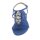 Velour leather sandal with strass, blue
