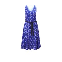 Print dress with belt, royal blue - print