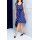 Print dress with belt, royal blue - print
