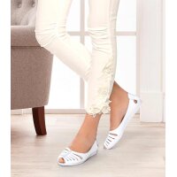 Designer-Skinny-Leggings m. Spitze, offwhite