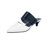 Nappa leather sabot shoe, white-navy