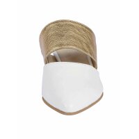 Ziegen-Nappaleder-Sabot, weiß-goldfarben