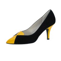 Velourslederpumps, schwarz-gelb