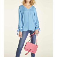 Bluse m. Raffungen, azurblau
