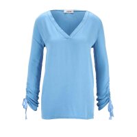 Bluse m. Raffungen, azurblau