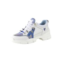 Leder-Sneaker, weiß-blau-silberfarben