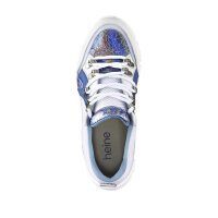 Leather sneaker, white-blue-silver coloured
