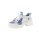 Leather sneaker, white-blue-silver coloured