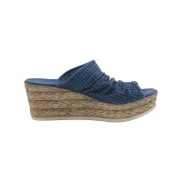 Nappa leather mule with eyelet pattern, denim blue