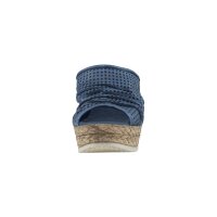 Nappa leather mule with eyelet pattern, denim blue