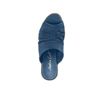 Nappa leather mule with eyelet pattern, denim blue
