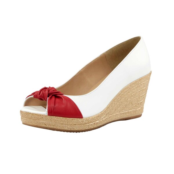 Nappa leather peeptoe, white-red