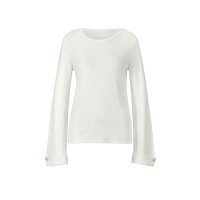 Sweater with trumpet sleeves and ornamental button, ecru